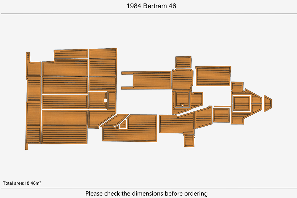 1984 Bertram 46 Cockpit 1/4" 6mm EVA Teak deck floor