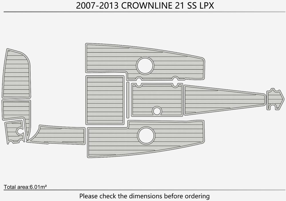 2007-2013 CROWNLINE 21 SS LPX Cockpit Swim platform Bow 1/4"6mm EVA foam floor