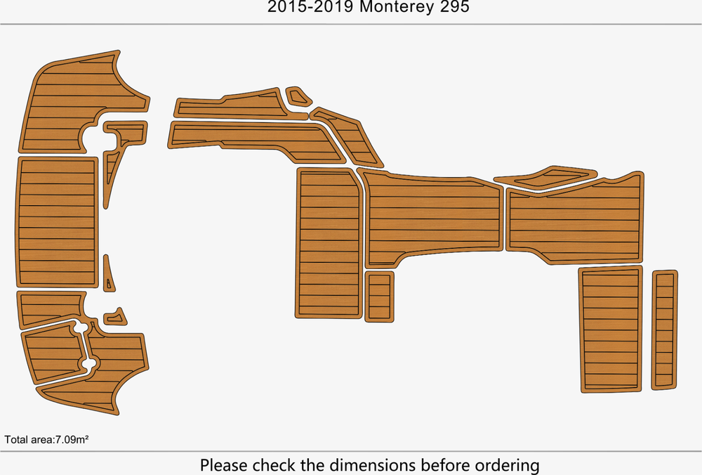 2015-2019 Monterey 295 Cockpit & swimming platform Pads 1/4" 6mm EVA Teak floor