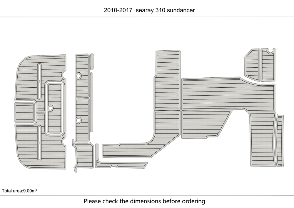 2010 -2017 Sea Ray 310 Sundancer Cockpit Swim platform 1/4" 6mm EVA faux floor