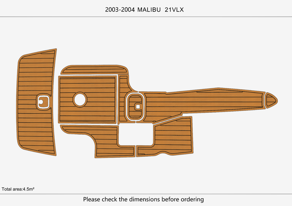 2003-2004 Malibu 21 vlx Cockpit Swim platform 1/4" 6mm EVA faux teak mat Floor