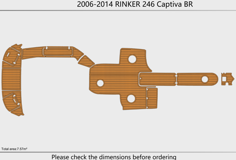 2006-2014 RINKER 246 Captiva BR Cockpit Swim platform bow 1/4"6mm EVA foam floor