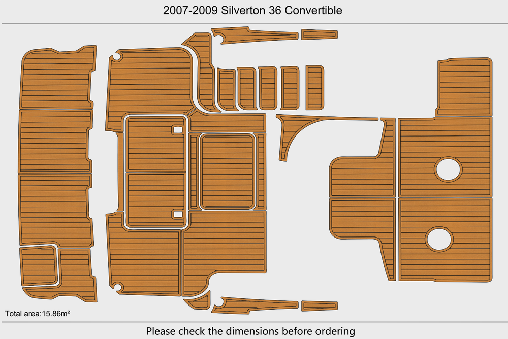 2007-2009 Silverton 36 Convertible Cockpit Swim platform 1/4"6mm EVA Foam floor
