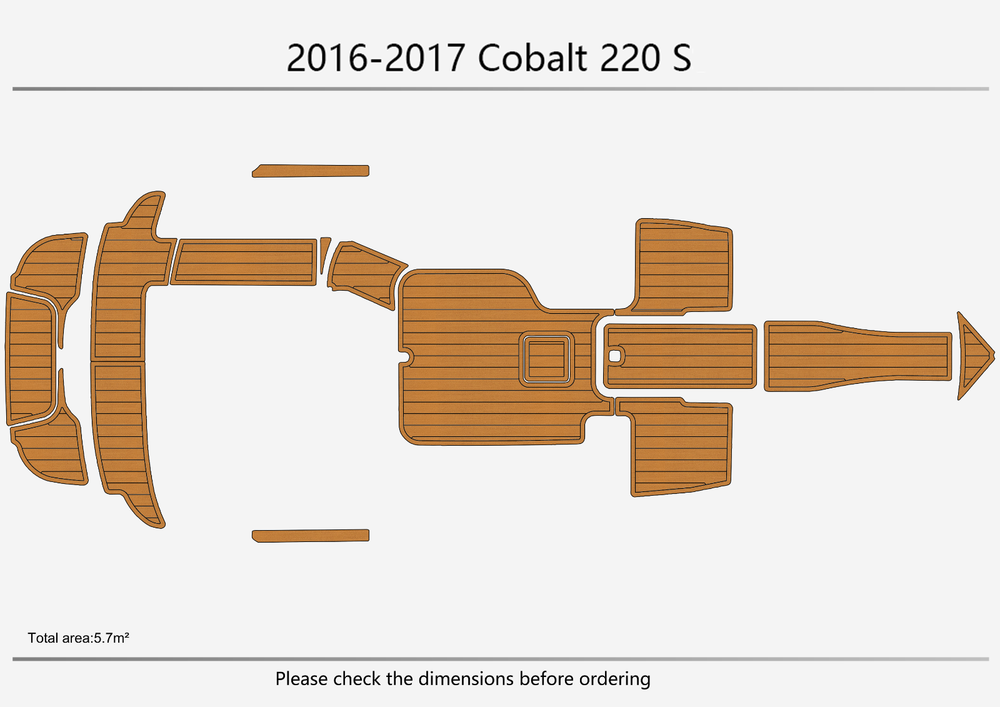 2016-2017 Cobalt 220 S Cockpit Swim platform 1/4" 6mm EVA faux teak mat Floor