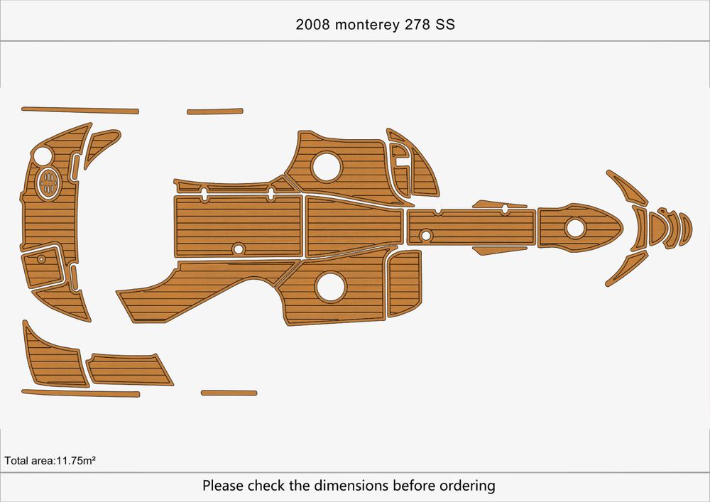 2008 Monterey 278 SS Cockpit swimming platform Pads 1/4" 6mm EVA Teak floor