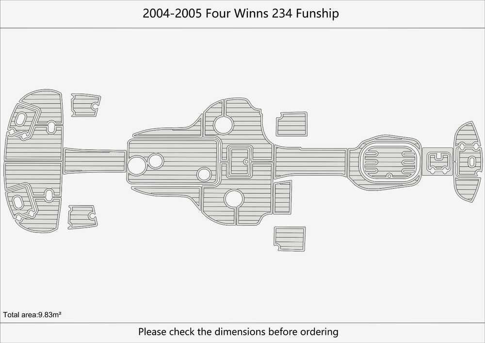 2004-2005 Four Winns 234 Funship Cockpit Swim platform bow 1/4"6mm EVA floor