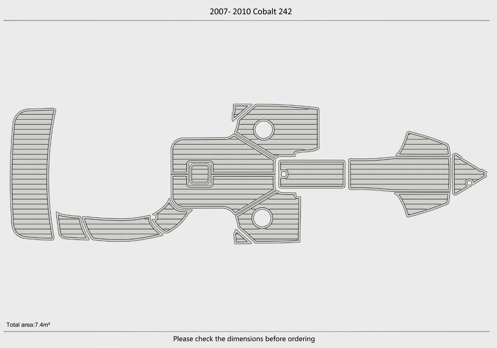 2007-2010 Cobalt 242 Cockpit Swim Platform bow 1/4" 6mm EVA Teak Deck floor