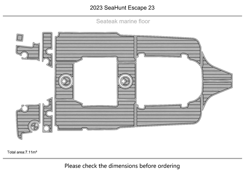 2023 SeaHunt Escape 23 cockpit Swim platform f1/4" 6mm EVA Teak floor