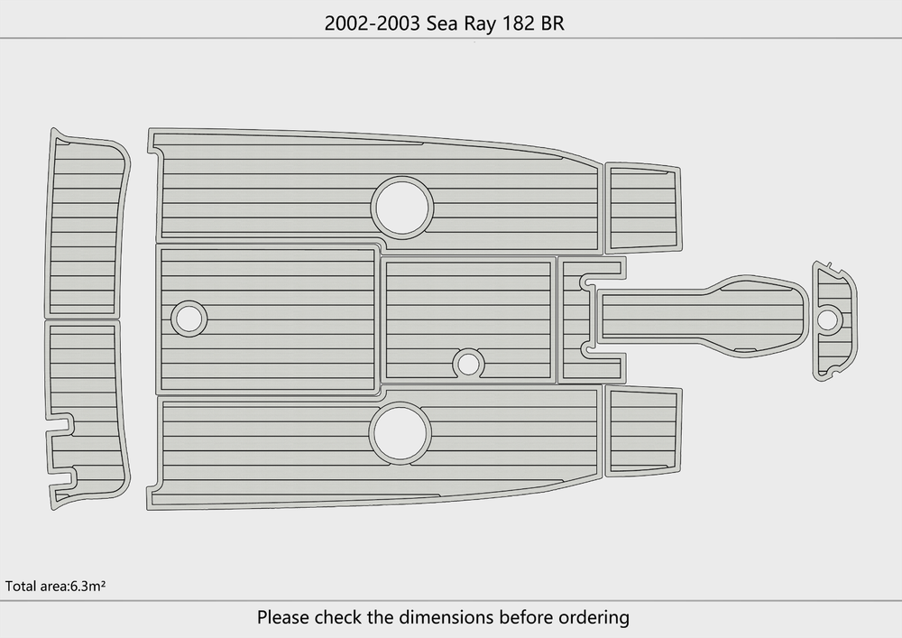 2002-2003 Sea Ray 182 BR Cockpit Swim platform bow 1/4"6mm EVA foam faux floor