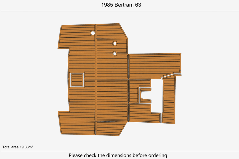 1985 Bertram 63 Cockpit 1/4" 6mm EVA Teak deck floor