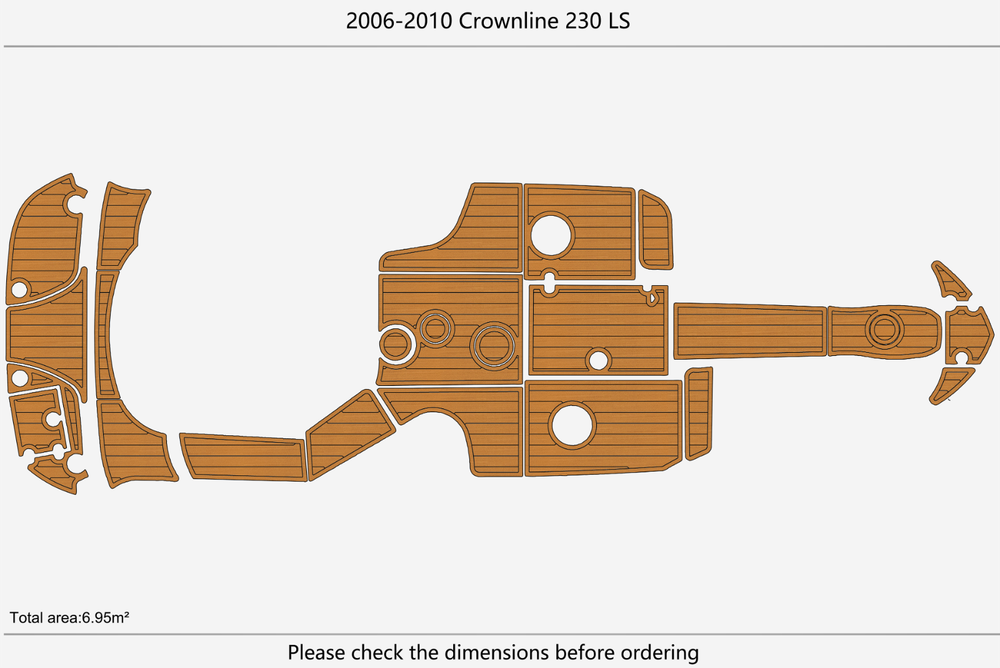 2006-2010 Crownline 230 LS Cockpit Swim platform Bow 1/4"6mm EVA foam floor