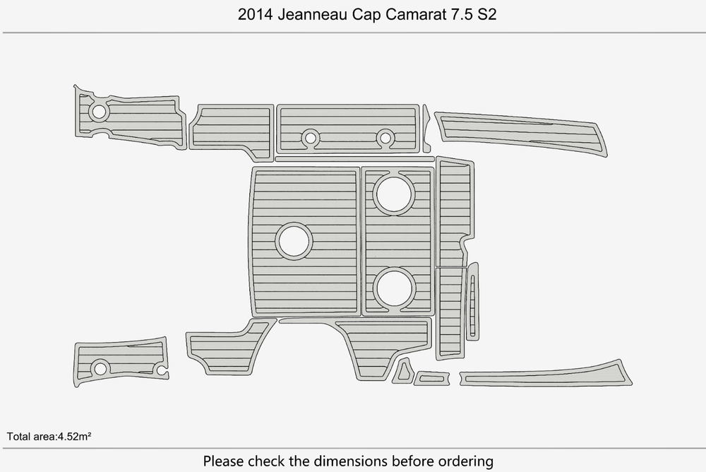 2014 Jeanneau Cap Camarat 7.5 S2 Marine teak deck EVA Foam Boat flooring