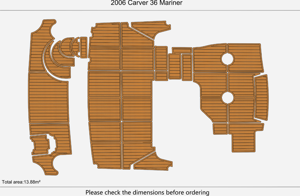 2006 Carver 36 Mariner Anti-slip mat Custom EVA faux teak marine deck flooring
