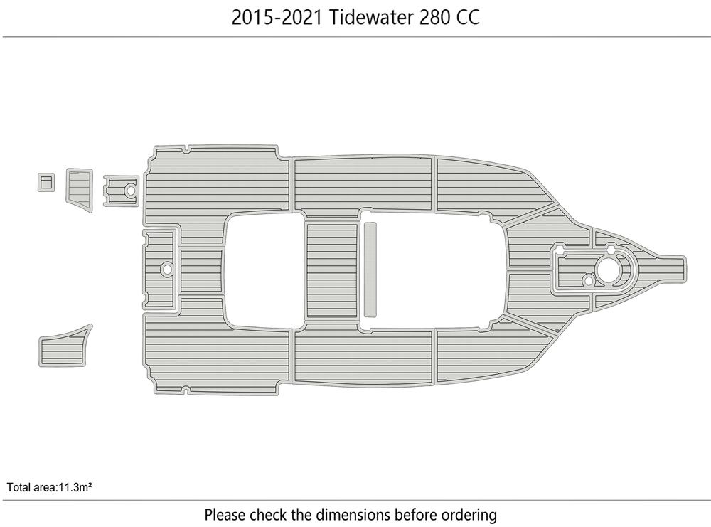 2015-2021 Tidewater 280 CC Cockpit 1/4"6mm EVA foam Faux teak marine mat floor
