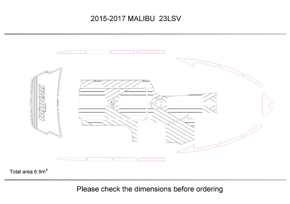 2015-2017 MALIBU 23 LSV Cockpit Swimming platform 1/4" 6mm EVA Faux Decking