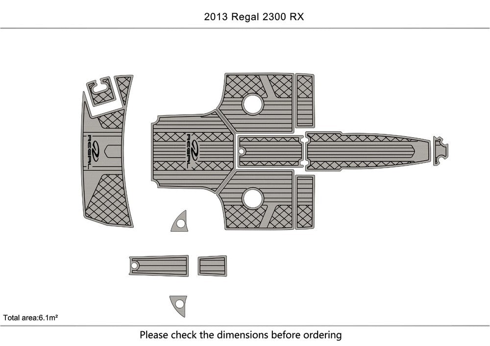 2013 Regal 2300 RX Cockpit Swimming platform Pads 1/4" 6mm EVA FaUX Teak floor
