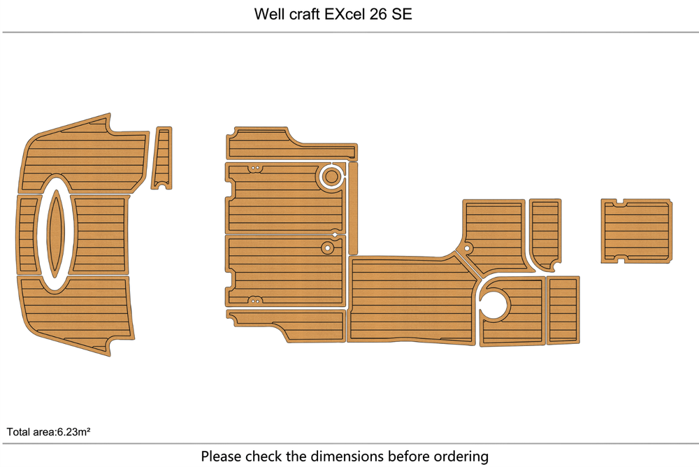 1994-1996 Wellcraft EXcel 26 SE Cockpit swim platform 6mm EVA Foam TEAK FLOOR