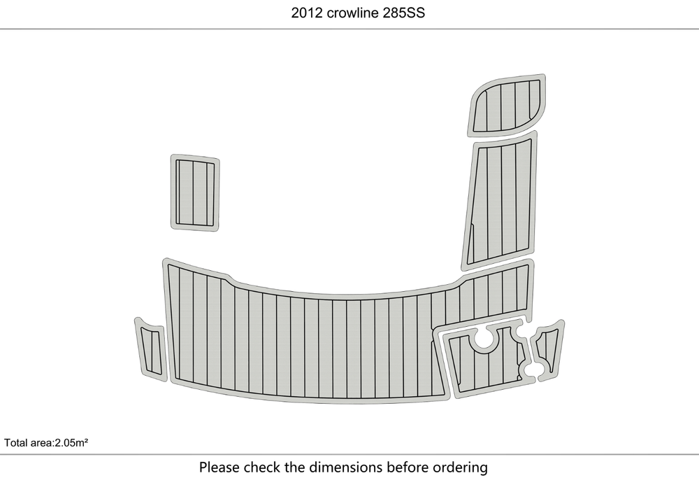 2012-2018 crownline 285 SS swim platform 1/4" 6mm EVA Foam Teak Marine floor