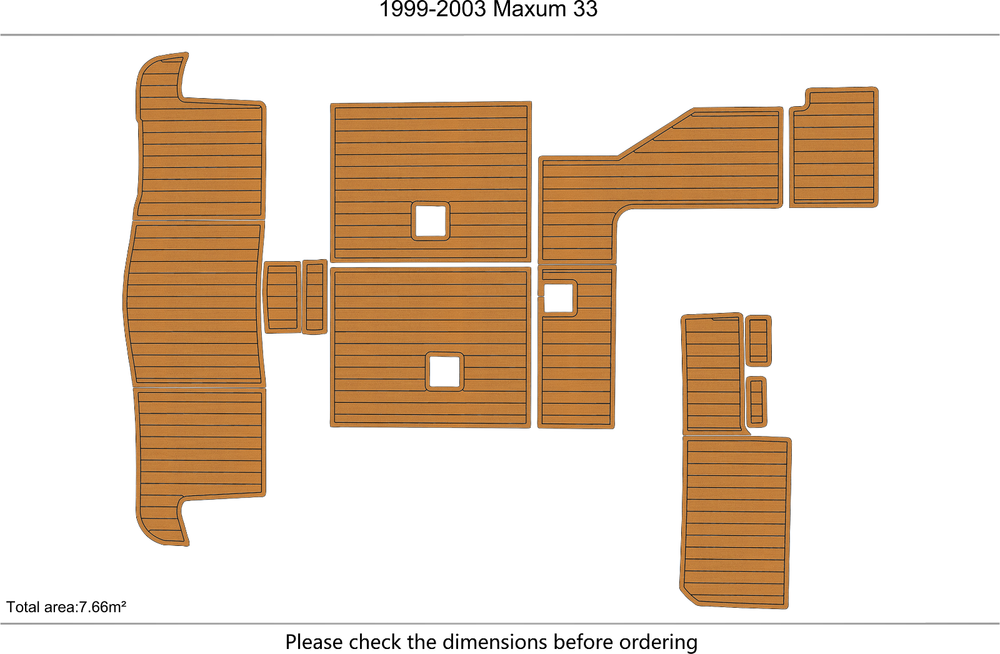 1999-2003 Maxum 33ft Cockpit Swim platform 1/4"6mm EVA Faux foam Teak Mat floor