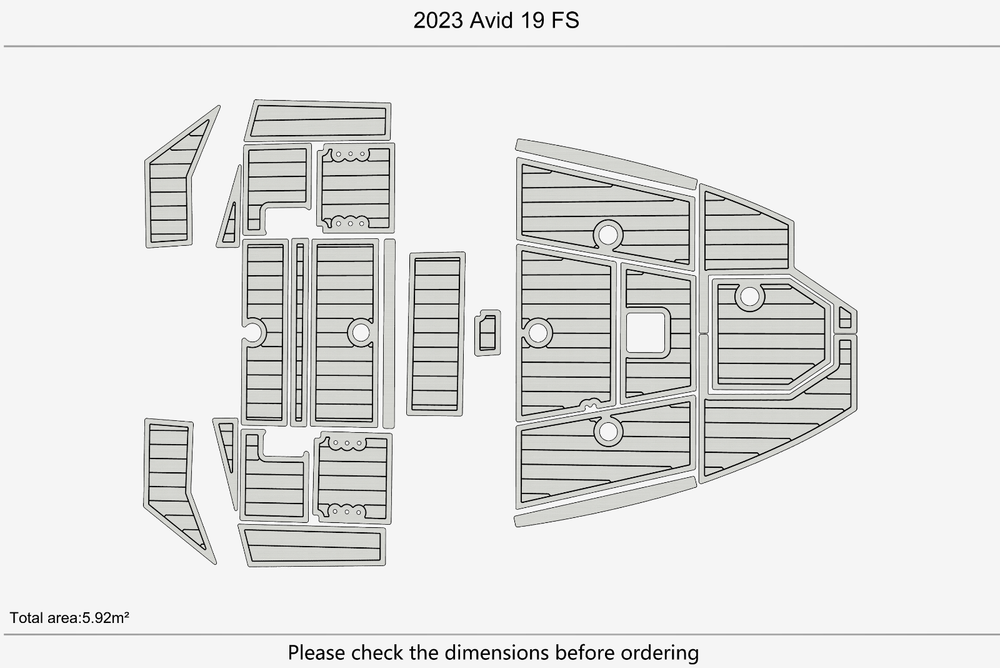 2023 Avid 19 FS Cockpit 1/4" 6mm EVA Teak deck floor