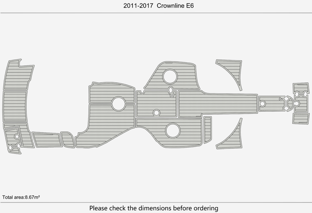2011-2017 Crownline E6 Cockpit Swim platform BOW 1/4"6mm EVA foam faux floor