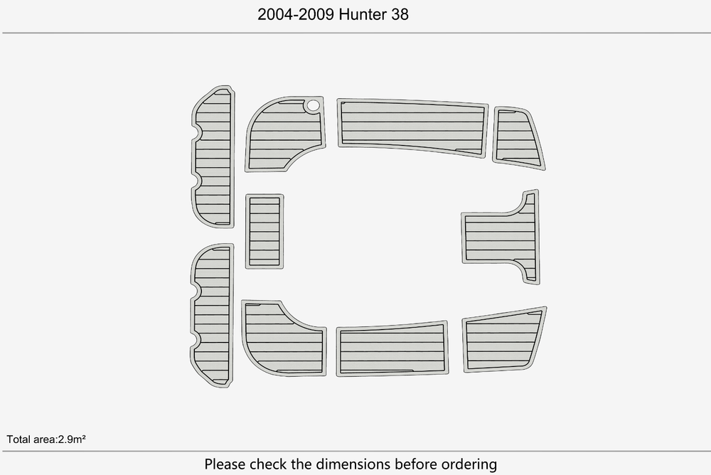 2004-2009 Hunter 38 Cockpit Swim platform 1/4"6mm EVA Foam faux floor