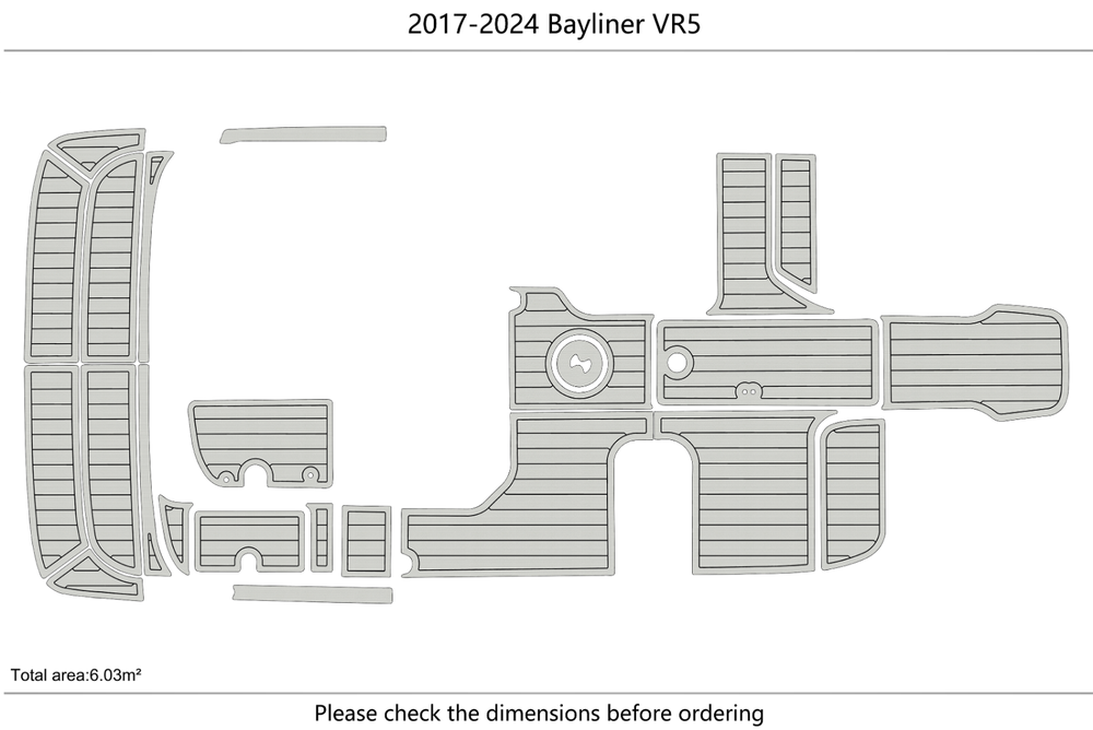 2017-2024 Bayliner VR5 Swim platform cockpit 1/4" 6mm EVA faux teak Floor