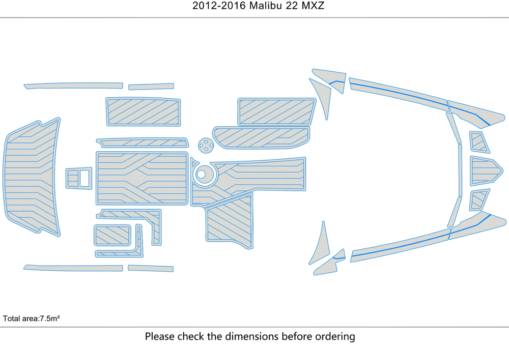 2012-2016 malibu 22 mxz Cockpit Swim platform 1/4"6mm EVA foam floor