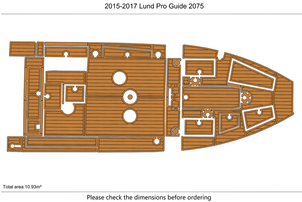2015-2017 Lund Pro Guide 2075 Anti-slip mat Custom EVA faux teak marine flooring