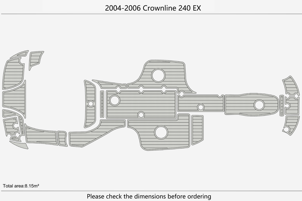 2004-2006 Crownline 240 Cockpit swim platform bow 1/4" 6mm EVA Foam Teak floor