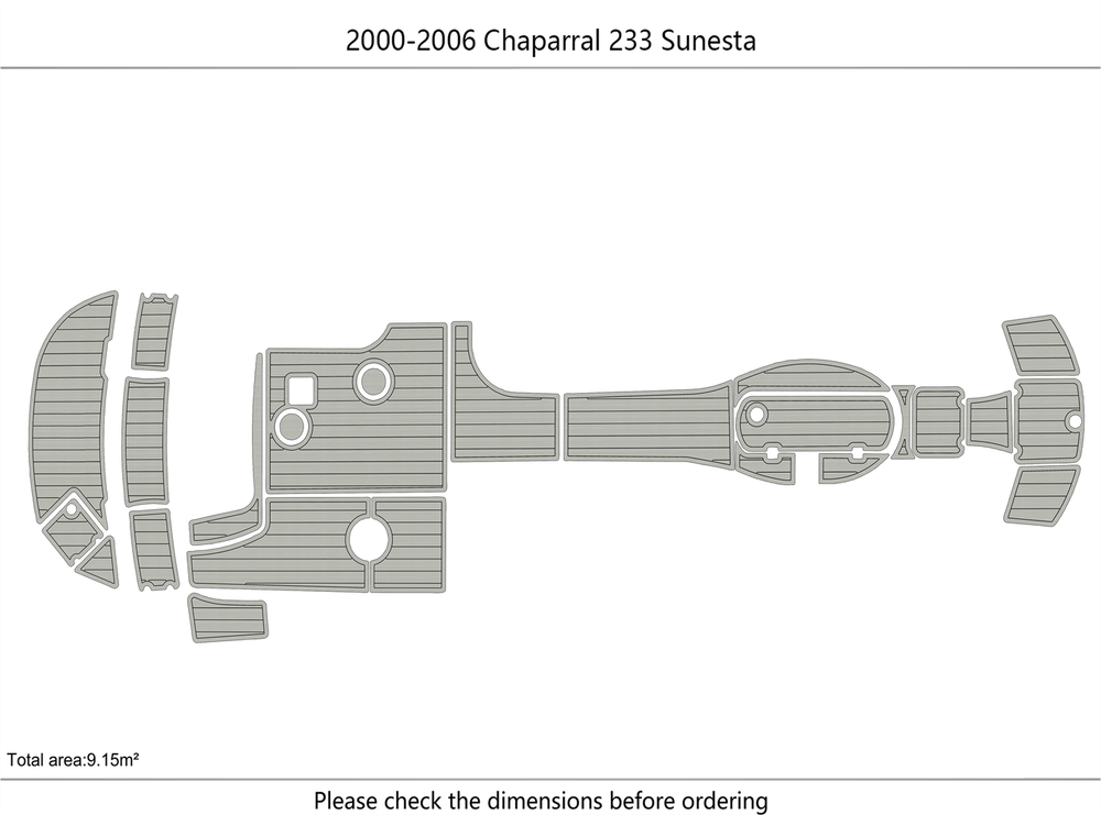 2000-2006 Chaparral 233 Sunesta Cockpit Swim platform bow 1/4"6mm EVA foam floor