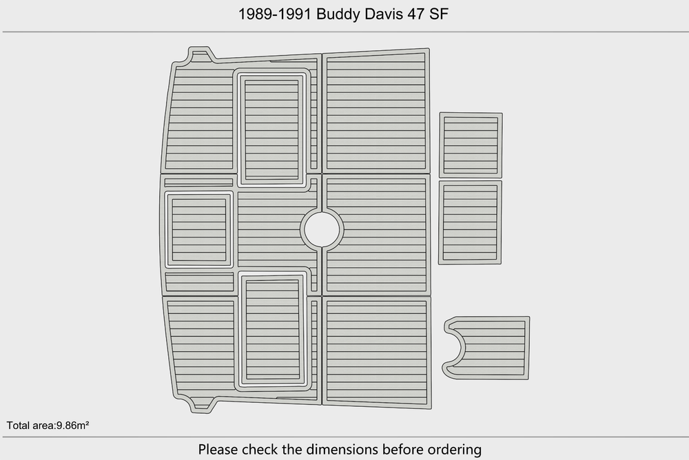 1989-1991 Buddy Davis 47 SF Cockpit 1/4"6mm EVA Foam carpet marine floor