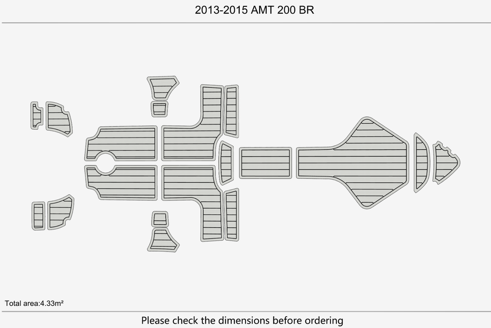 2013-2015 AMT 200 BR Cockpit Swim platform 1/4" 6mm EVA Teak deck floor