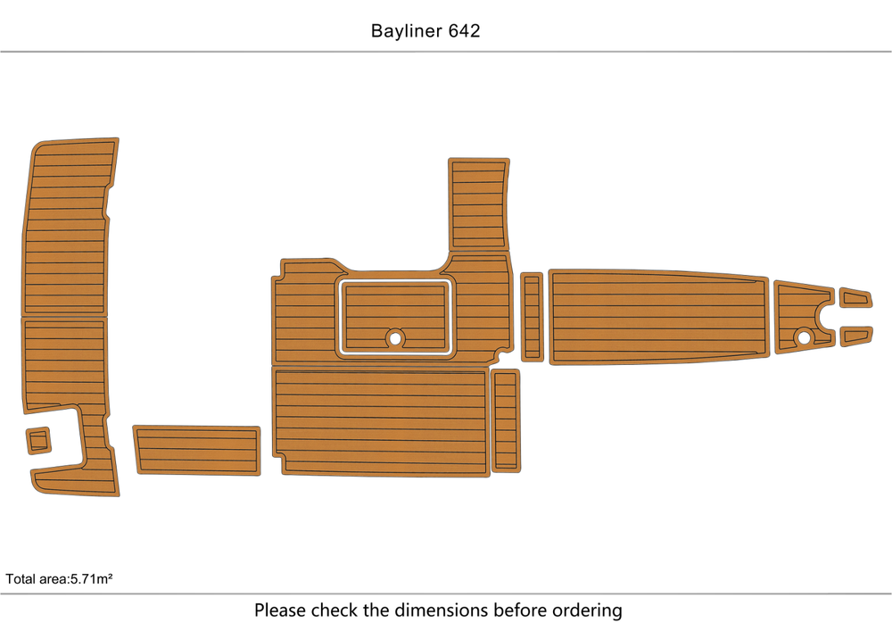 2012-2016 Bayliner 642 Cockpit Swim platform 1/4" 6mm EVA foam floor