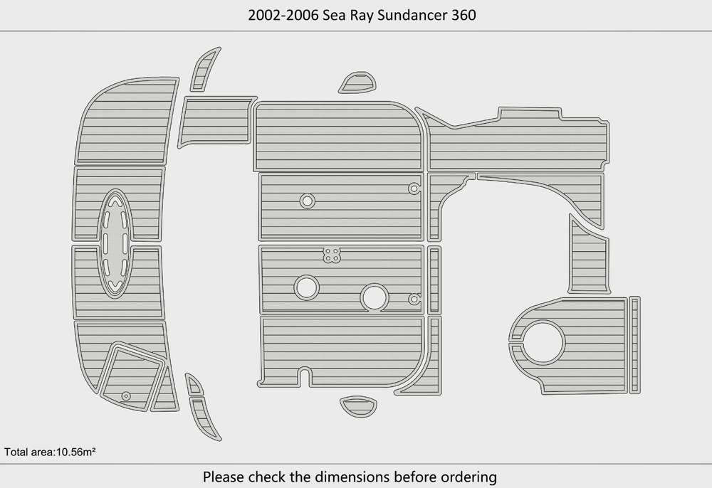 2002-2006 Sea Ray 360 Sundancer Cockpit Swim platform bow 1/4"6mm EVA foam floor