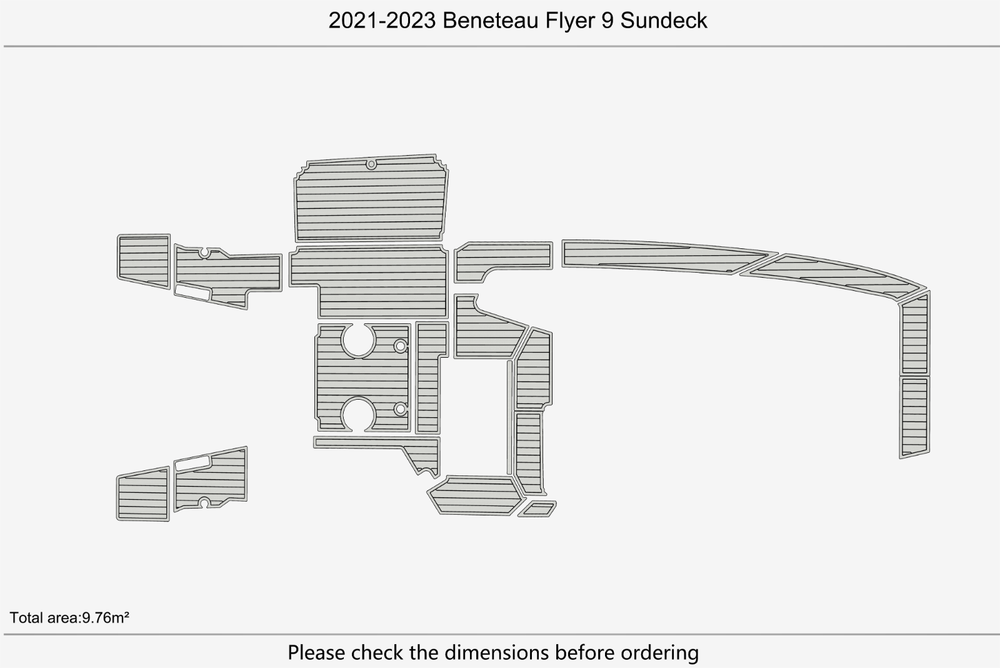 2021-2023 Beneteau Flyer 9 Sundeck Anti-slip Custom EVA marine mat deck flooring