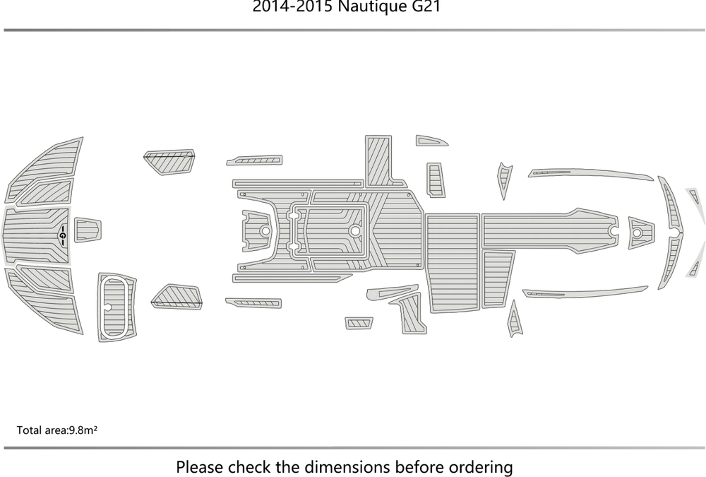 2014-2015 Nautique G21 Cockpit Swiming Platform Pads 1/4" 6mm EVA Teak Decking