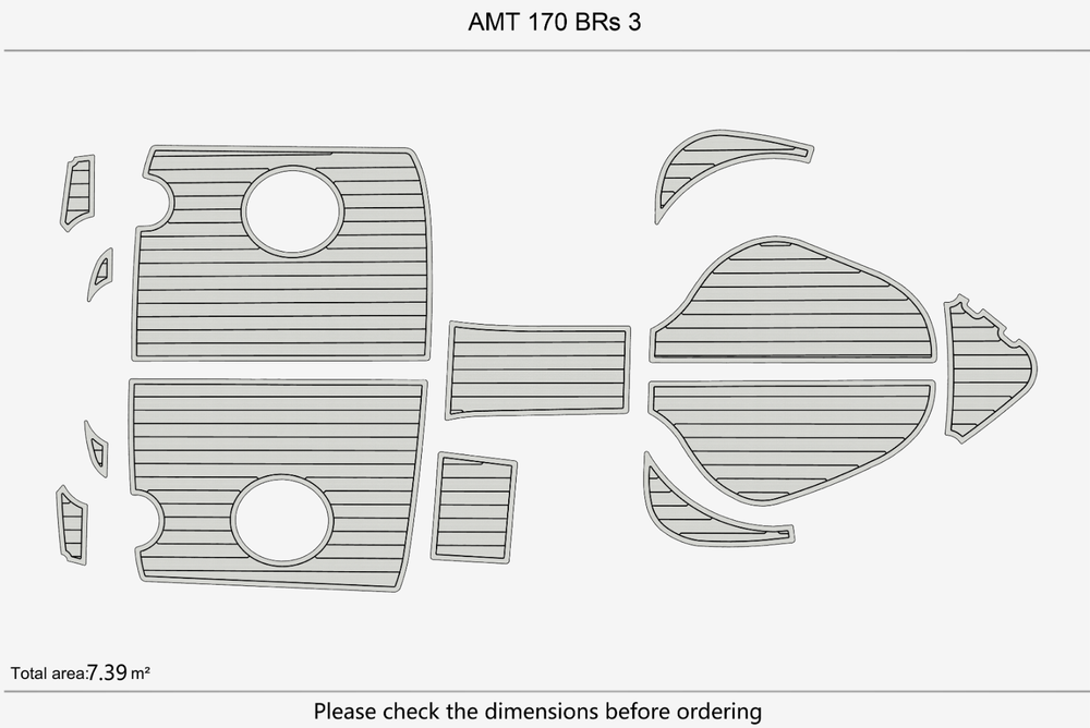AMT 170 BRs 3 Cockpit 1/4" 6mm EVA Teak deck floor