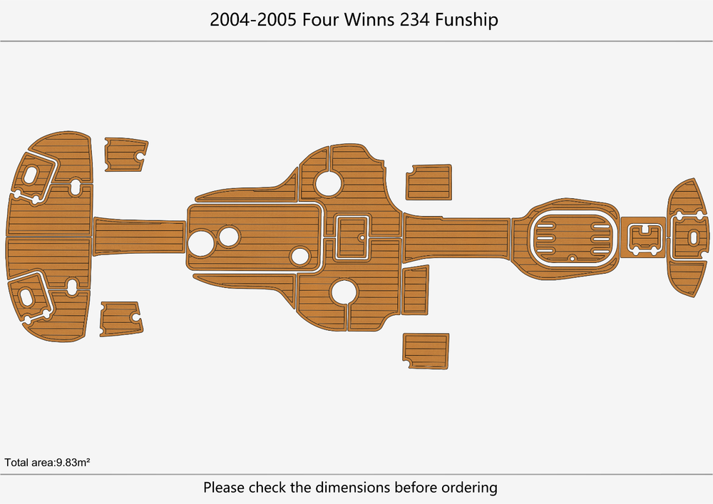 2004-2005 Four Winns 234 Funship Cockpit Swim platform bow 1/4"6mm EVA floor