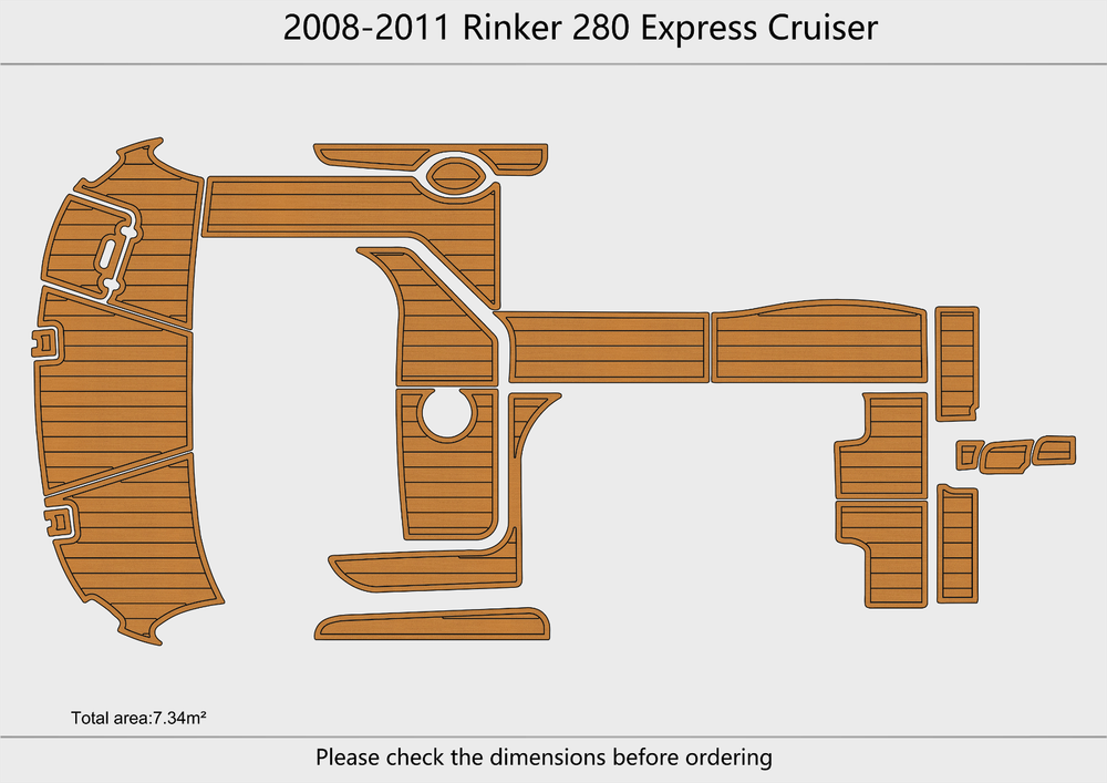 2008-2011 Rinker 280 Express Cruiser Cockpit Swim platform 1/4"6mm EVA foamfloor