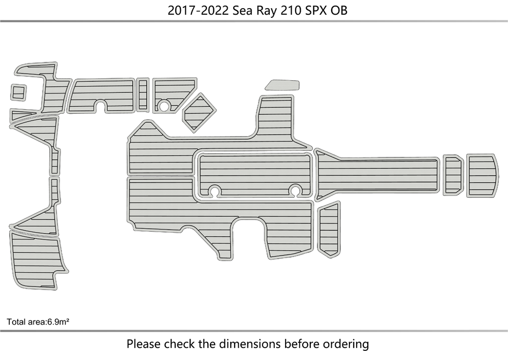 2017-2022 Sea Ray SPX 210 OB Cockpit Swim platform 1/4"6mm EVA foam faux floor