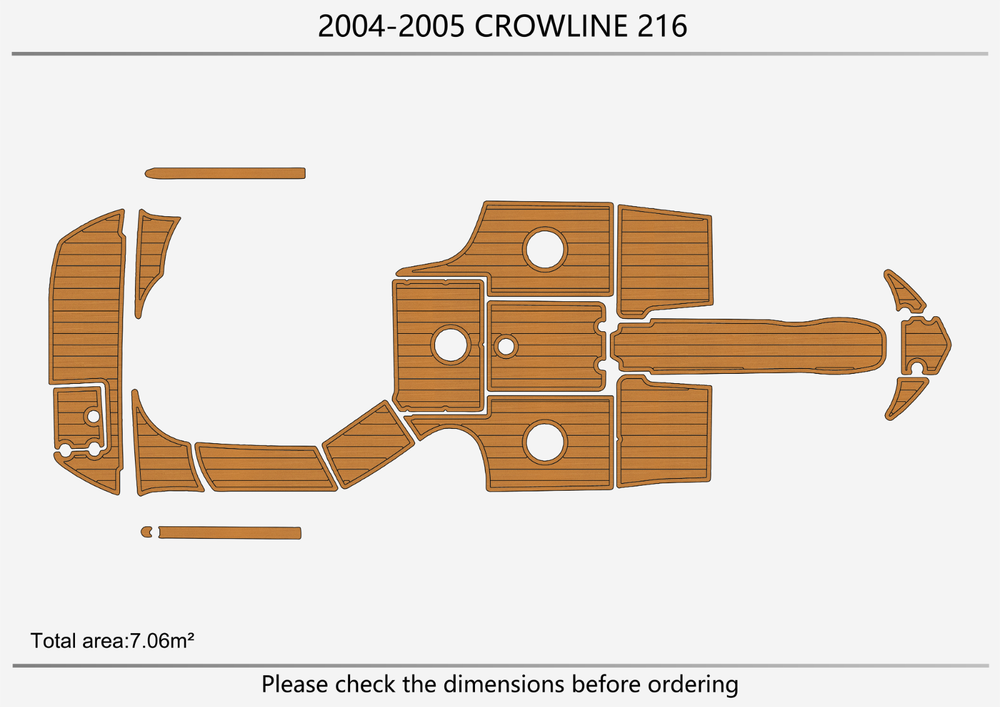 2004-2005 Crownline 216 Cockpit swim platform bow 1/4" 6mm EVA Teak deck floor