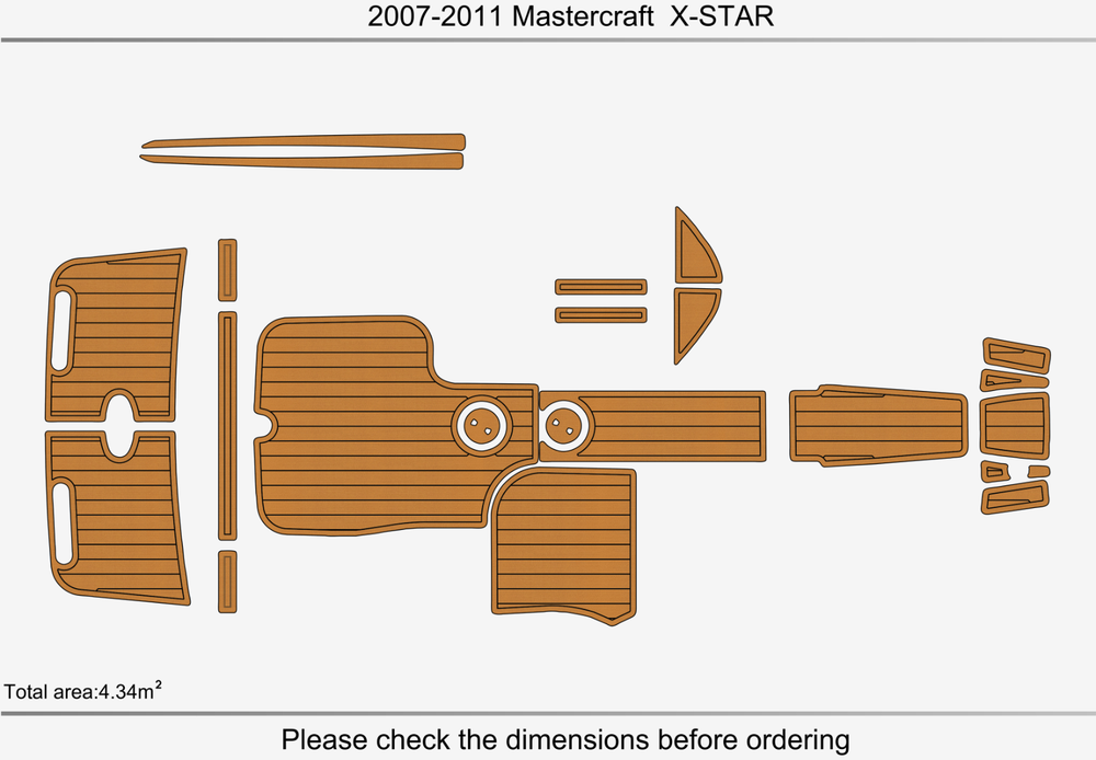 2004-2011 mastercraft X STARS wimming platform1/4" 6mm EVA faux teak floor mat