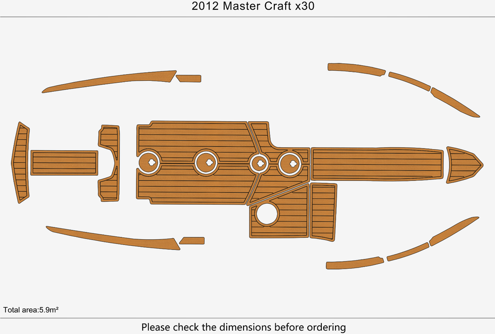 2012 MASTERCRAFT X30 cockpit faux teak floor 1/4" Teak carpet Non-slip mat