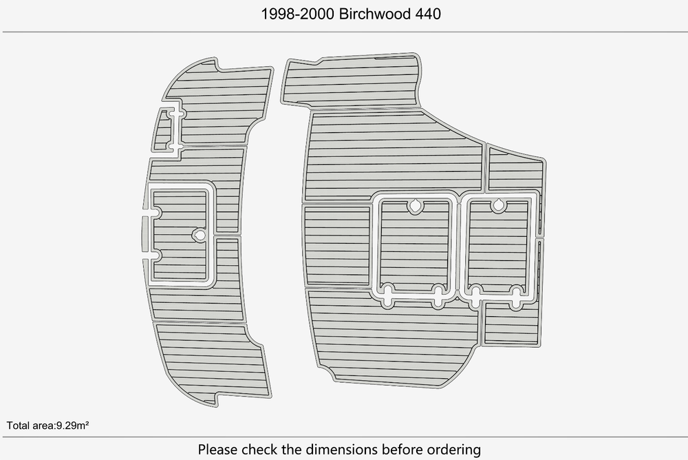 1998-2000 Birchwood 440 Cockpit Swim platform 1/4" 6mm EVA Teak deck floor