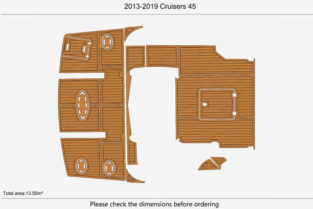 2013-2019 Cruisers 45 Cockpit Swim platform 1/4"6mm EVA Foam carpet marine floor