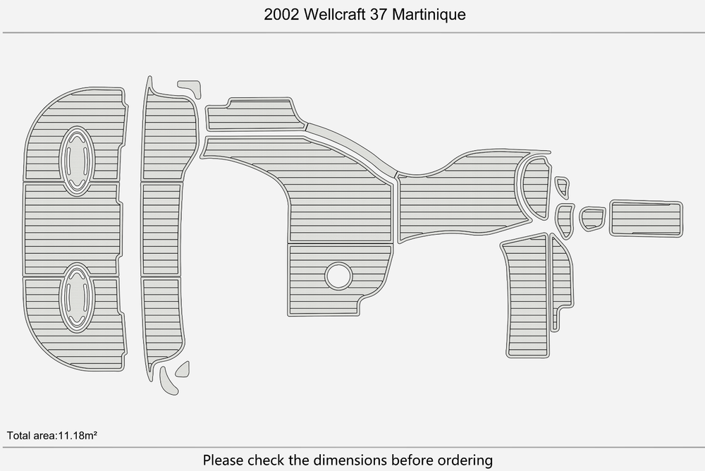 2002 Wellcraft 37 Martinique Anti-slip mat Custom EVA faux teak marine flooring