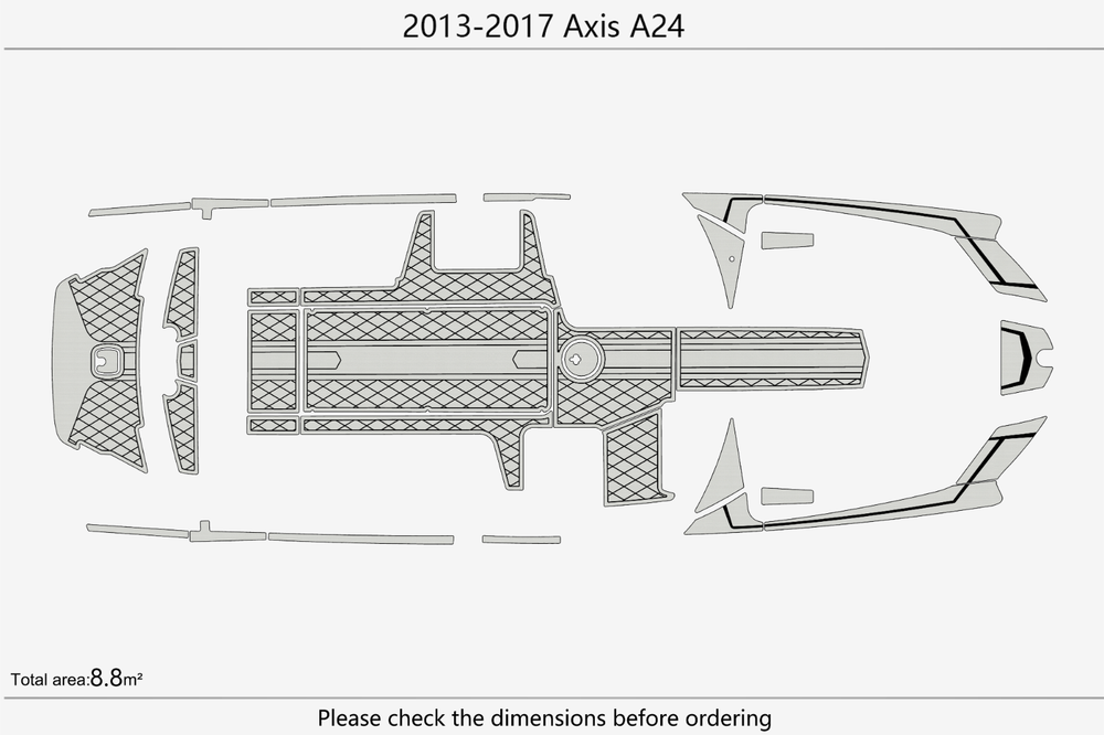 2013-2017 Axis A24 Cockpit Swimming platform 1/4" 6mm EVA Faux Teak Decking