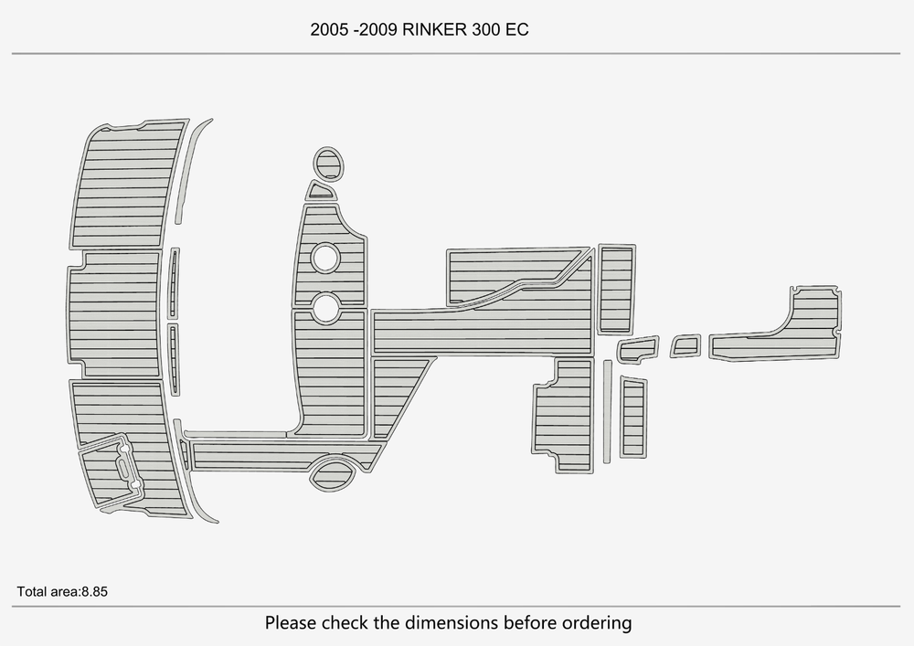 2005-2009 RINKER 300 Express Cruise Cockpit Swim platform 1/4"6mm EVA foam floor