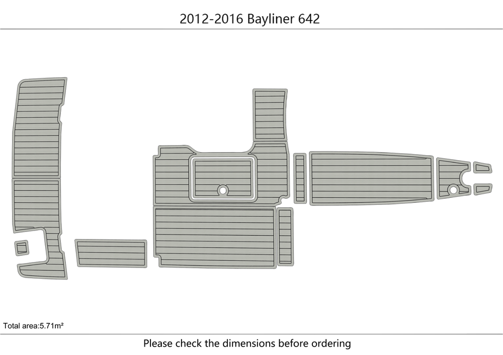 2012-2016 Bayliner 642 Swim platform cockpit 1/4" 6mm EVA faux teak Floor